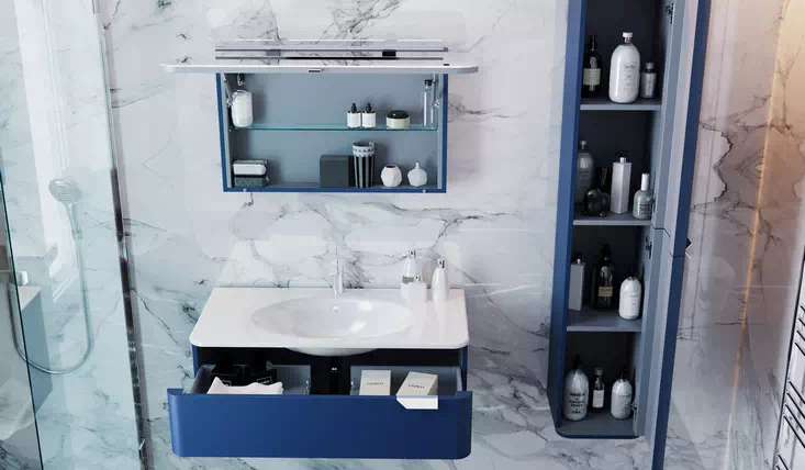 Набор мебели в ванную Velluto Botticelli в синем цвете