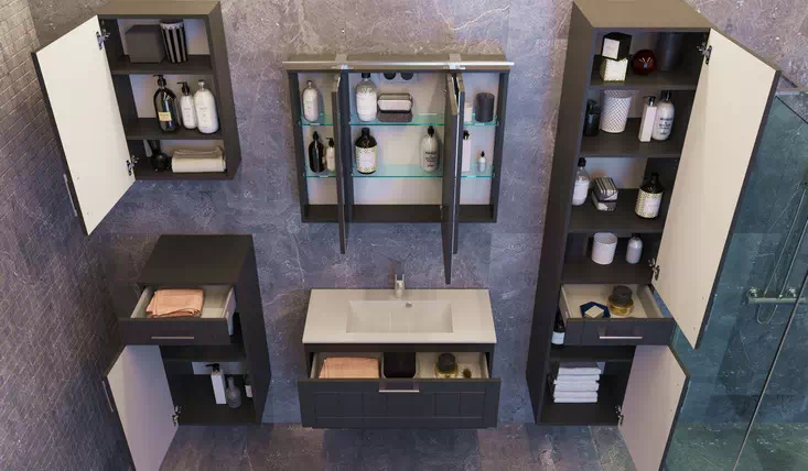 Комплект мебели для ванной Oscar графит Ювента