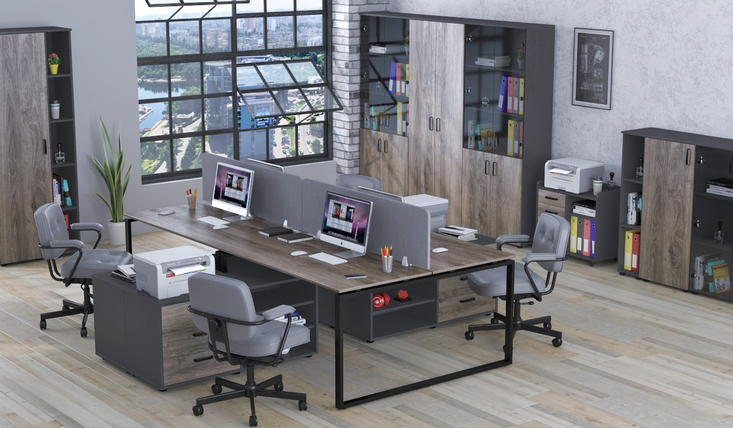 Офісні меблі Open Office дуб палена Loft Design антрацит