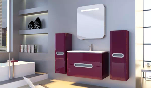 Комплект мебели для ванной Prato Ювента в цвете бордо