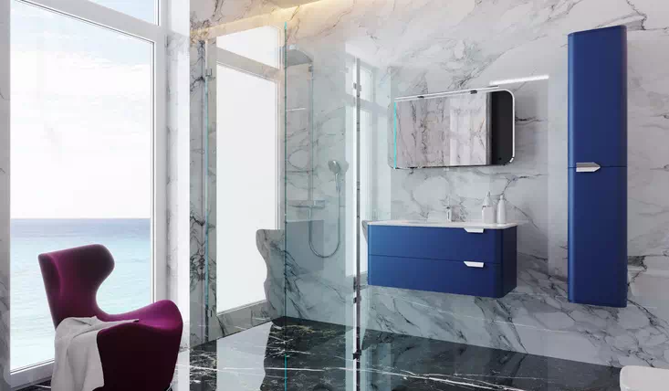 Мебель для ванной Velluto Botticelli в синем цвете