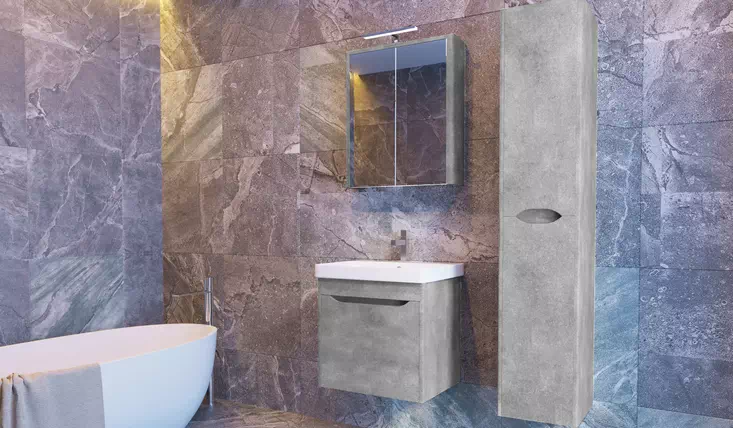 Меблі для ванної кімнати Livorno сірий структурний Ювента