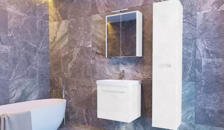 Меблі для ванної кімнати Livorno білий структурний Ювента