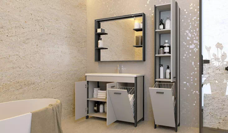 Комплект мебели для ванной Brooklyn серый Ювента